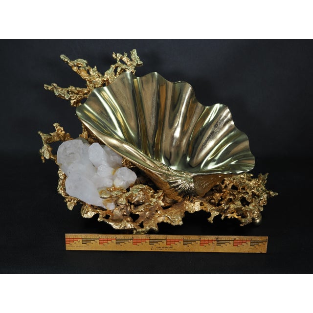 Bronze 1970s French Gilt Bronze Clamshell and Crystal Sculpture by Claude Victor Boeltz For Sale - Image 8 of 15