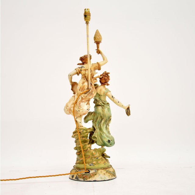 Art Nouveau Table Lamp by L & F Moreau, 1890s For Sale - Image 3 of 11