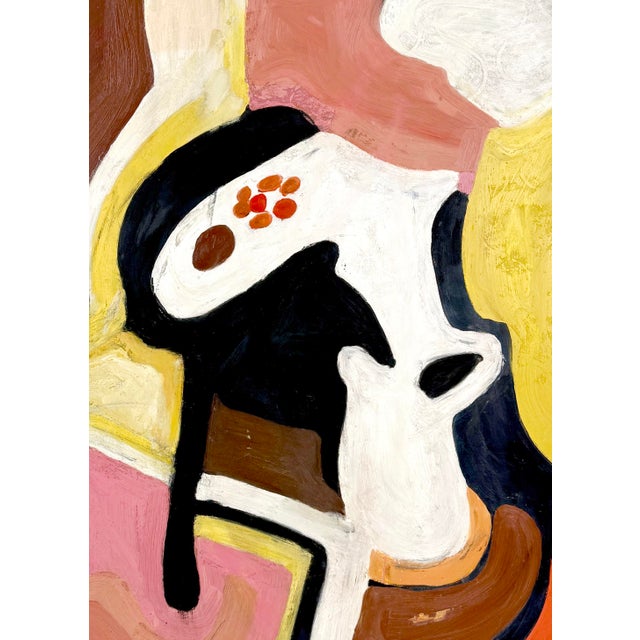 Abstract 1960's Pink & Yellow Figurative Abstract by Les Anderson For Sale - Image 3 of 8