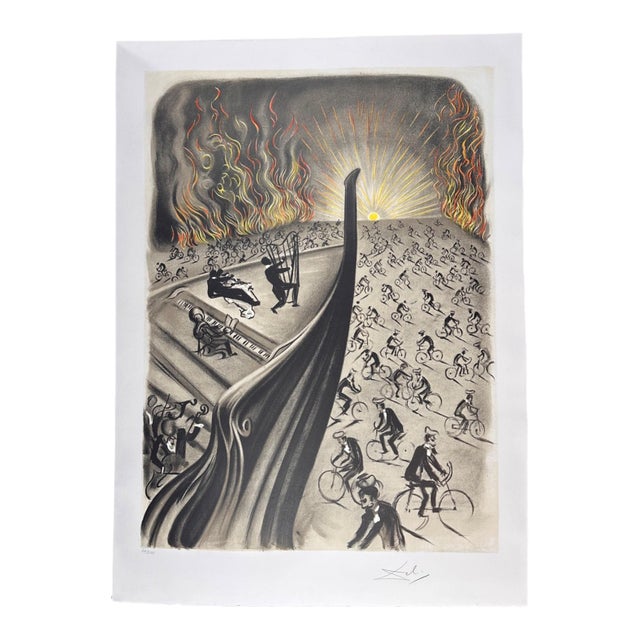 1970s Dali Symphony Bicyclette Hand Signed Numbered Lithograph Surreal Rare Art For Sale