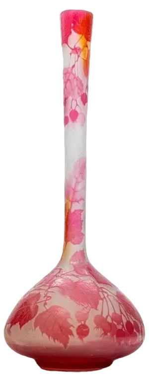 Large Acid Etched Overlay Banjo Form Vase from Gallé, 1899