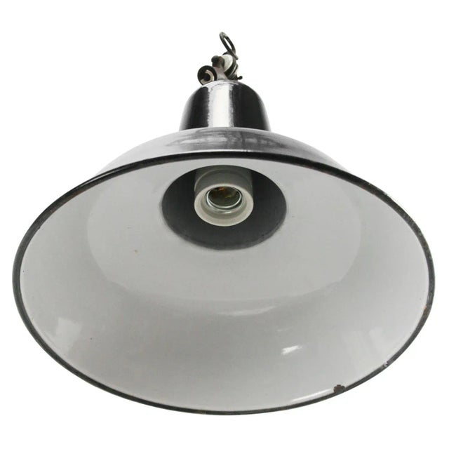Industrial Vintage Dutch Industrial Black Enamel Hanging Lamp For Sale - Image 3 of 5