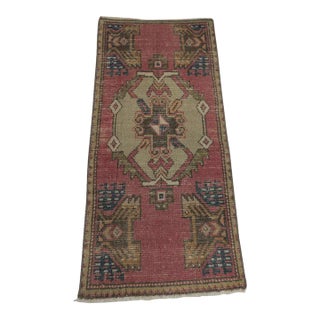 1980s Turkish Red Medallion Yastik Rug For Sale