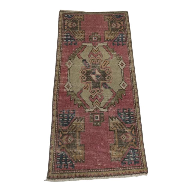 1980s Turkish Red Medallion Yastik Rug For Sale