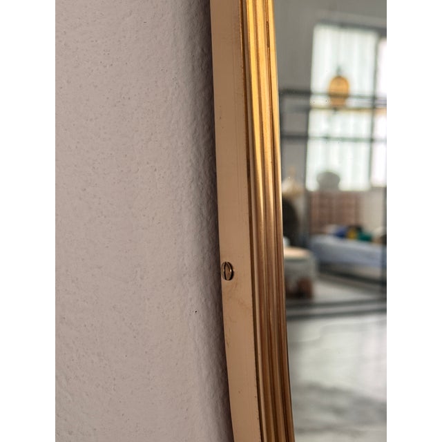 Metal Mid-Century Italian Wall Mirror with Brass Frame and Decor, 1970s For Sale - Image 7 of 17