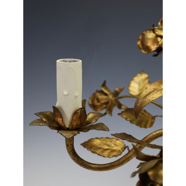 Hans Kögl Hollywood Regency Gilt Rose & Wheat Five-Arm Chandelier, 1970s For Sale - Image 6 of 15