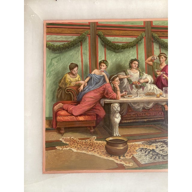 Metal 19th Century Italian Oil on Alabaster Painting Pompeian Interior Scene in Ormolu For Sale - Image 7 of 18