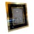 Vintage Italian Brass and Black Glass Picture Frame For Sale
