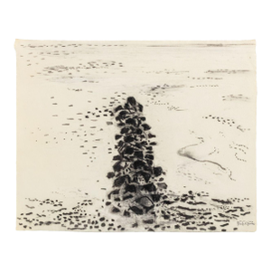 Manfred Schwartz Beach Seascape Charcoal on Paper
