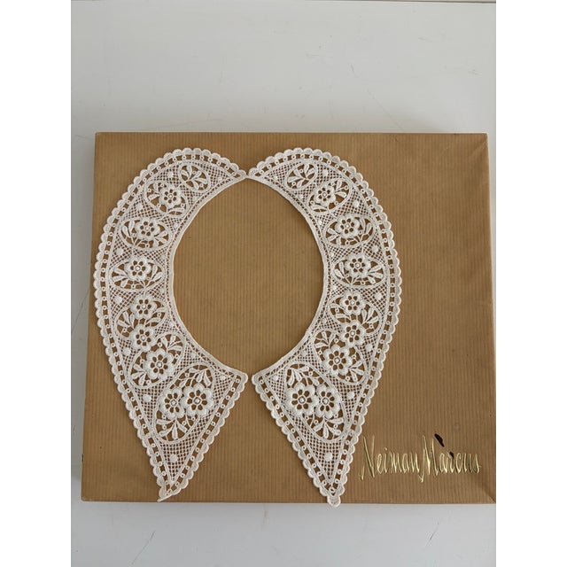 Vintage Handmade Brugge Belgian Lace Collar Collection With Lace Cravat in Original Neiman Marcus Box – Set of 5 For Sale - Image 16 of 17