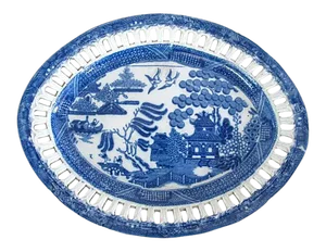 C. 1840 Ribbon-Edge Willow Platter