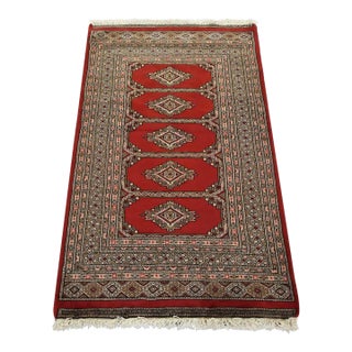 Bokhara Jaldar Rug 3′ X 5′ Red Wool Tribal Hand-Knotted Oriental Carpet For Sale