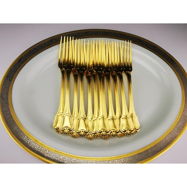 Vintage Solid Silver with Gold Finish Cutlery Set for 12 People from Christofle & Cardeilhac, 1950s, Set of 138 For Sale - Image 13 of 18