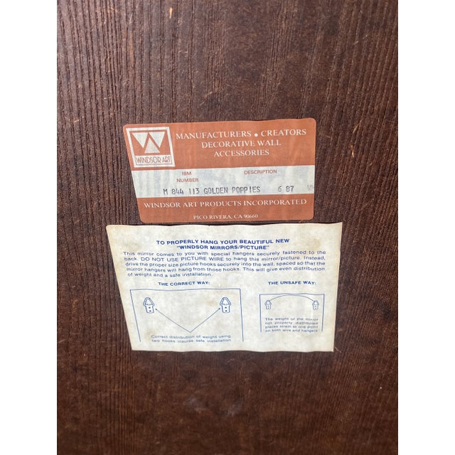 Mid-Century Modern Vintage Windsor Art Metal Framed Wall Mirror Floral Design For Sale - Image 3 of 10