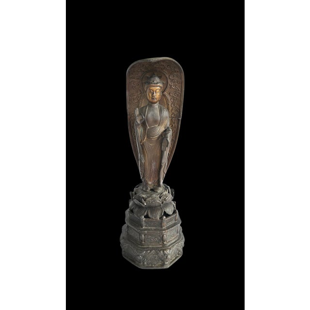 Bronze Early 20th Century Meiji Japanese Gilt Bronze Buddha Kannon Gold Statue Kyoto Japan Altar Temple For Sale - Image 8 of 12