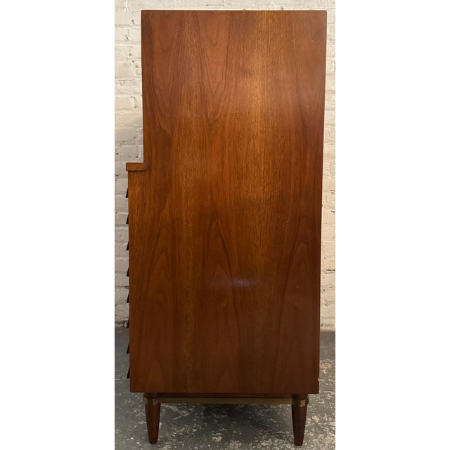 American of Martinsville Vintage Merton Gershun-Style Walnut Highboy Dresser by Carlton House For Sale - Image 4 of 17