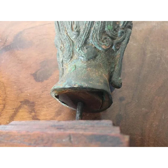 Antique Bronze Bust of Buddha Mounted on a Wood Stand For Sale - Image 10 of 11
