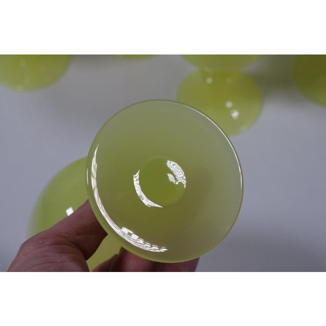 1930s Rare French Yellow Opaline Wine Glasses Attributed to Portieux Vallerysthal - Set of 7 For Sale In Cincinnati - Image 6 of 12