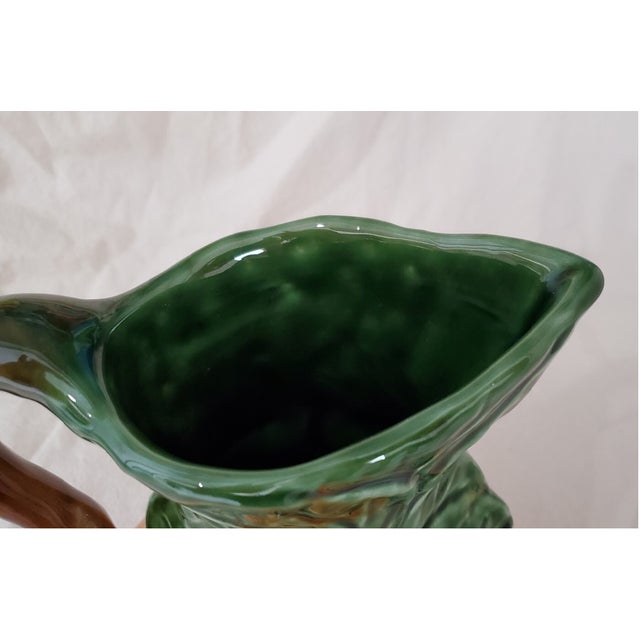 1990s Vintage Mid-Century Modern Olfaire Pottery Textured Ceramic Pitcher For Sale - Image 5 of 5