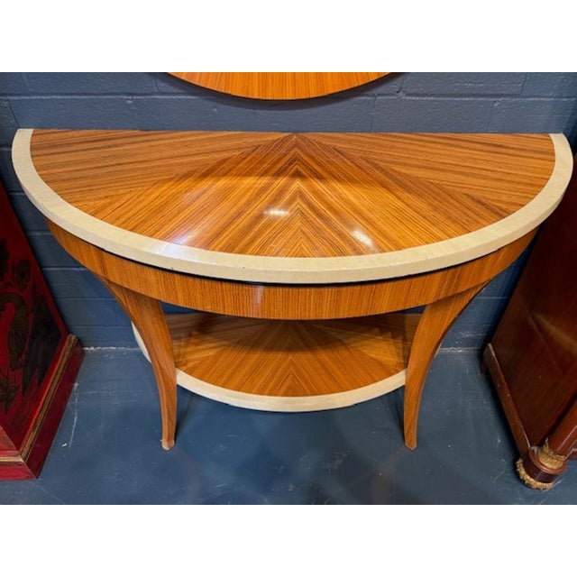 Lovely Italian Art Deco style consoles made of maple and bone. Creates a very polished look. Note: Price listed is for...