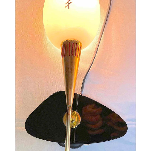 Maison Arlus Pair of Brass and Black Wall Sconces, France Mid-Century For Sale - Image 9 of 14