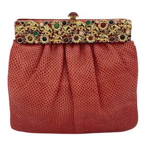 Judith Leiber Red Lizard Clutch