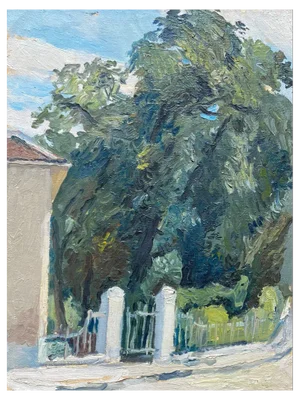 L'arbre de la cour Painting, Oil on Canvas