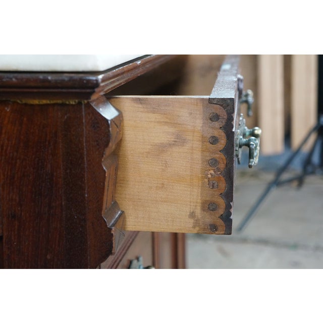 Antique Victorian Eastlake Walnut Burl Marble Washstand Chest Cabinet Stand For Sale - Image 15 of 18