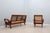 Sculptural and original set of mid century 3-seater sofa / bench + and its matching armchair in the style of pierre...