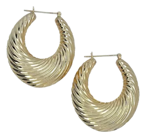 14k Yellow Gold Twisted Hoop Earrings, A Pair