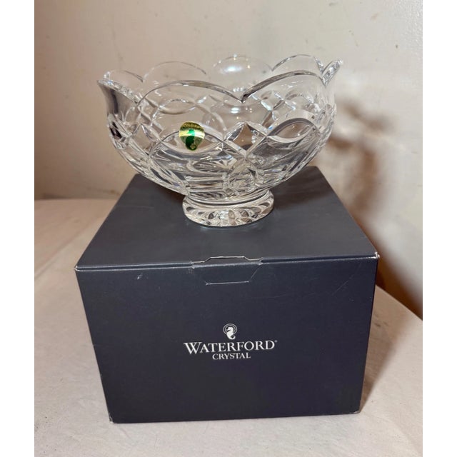 Waterford New in Box VTG Waterford Crystal Glass Clannad Bowl Heavy Celtic Scalloped For Sale - Image 4 of 9