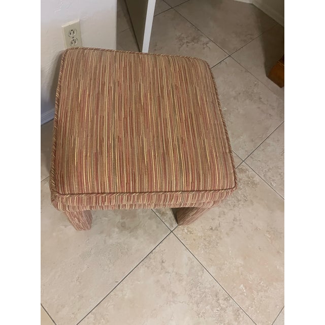 Textile Pair of Mid Century Modern Parsons Style Upholstered Ottomans/ Stools For Sale - Image 7 of 12