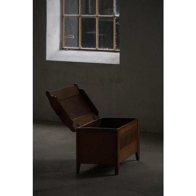 Mid 20th Century Modern Danish Oak Chest with Decorative Relief Carving, 1940s For Sale - Image 11 of 18