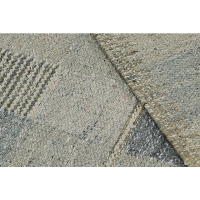Textile Rug & Kilim’s Scandinavian Kilim Rug With Gray and Blue Geometric Patterns For Sale - Image 7 of 7