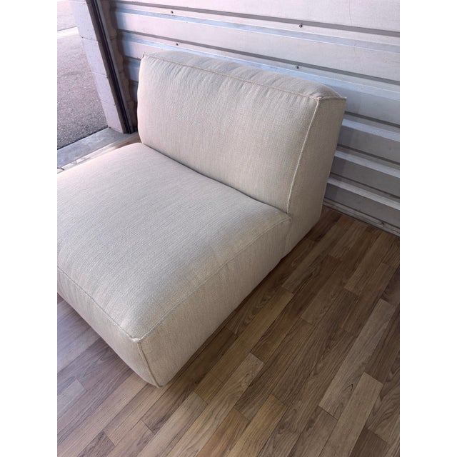 2020s Restoration Hardware Como Modular Armless Chair- Two Tone Linen For Sale - Image 5 of 9