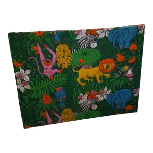 1990s Raised Embossed African Animals Noah's Ark Framed Tapestry