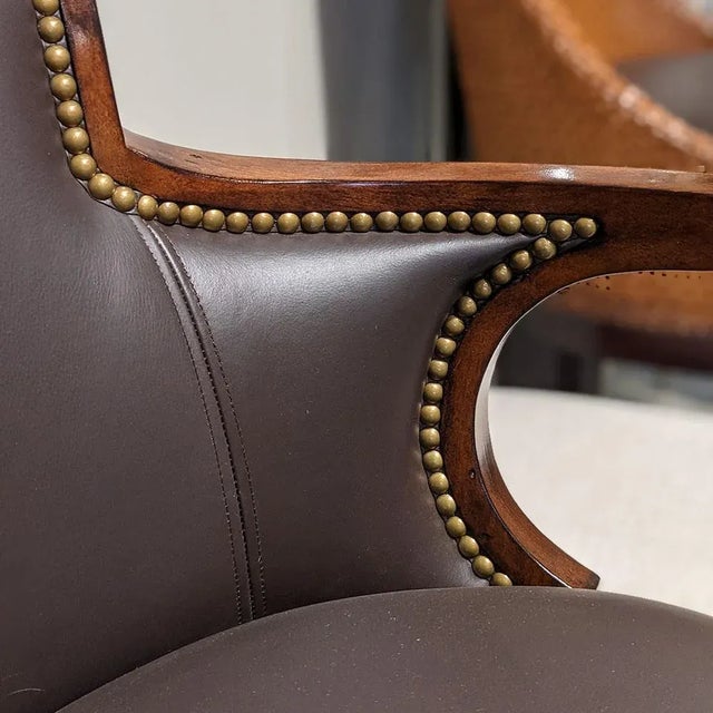 Woodbridge Furniture Swivel Leather Counter Stool, Bordeaux Finish For Sale - Image 4 of 4