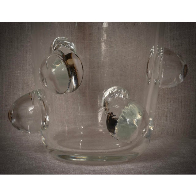 Splendid Murano glass vases. Note the beautiful drops hot-applied to the body of the vase. A superb crystal color. The...