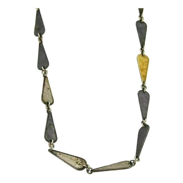 Gurhan Contour 24k Gold & Darkened Sterling Silver Long Link Necklace For Sale