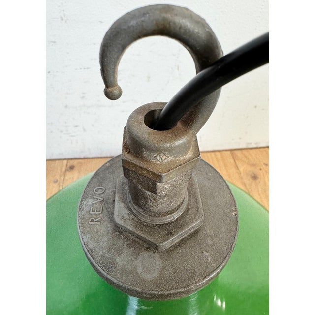 Industrial Green Enamel Factory Pendant Lamp from Revo, 1950s For Sale - Image 17 of 18