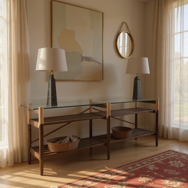 2020s Earl Custom 8' Walnut / Maple Console For Sale - Image 5 of 5
