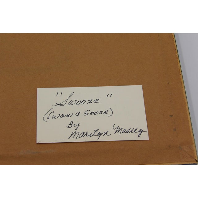 Framed Acrylic Painting Abstract Goose/Swan With Flowers Signed For Sale - Image 10 of 10