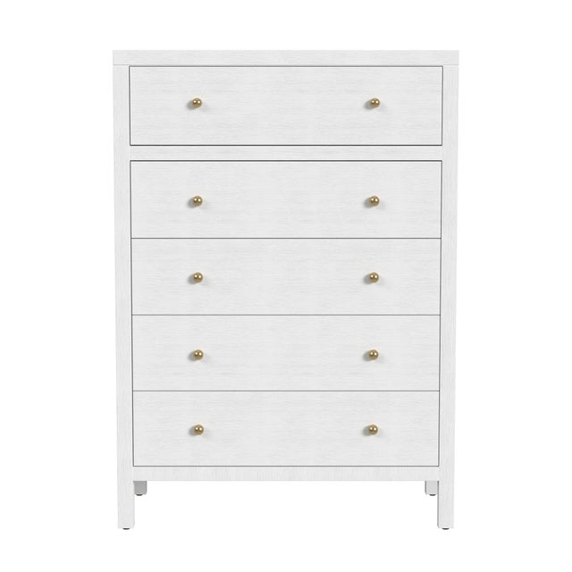 Spritely Home Accent Furniture Nora 36 in. W Rectangular Wood 5 Drawer Tall Dresser, White For Sale - Image 4 of 8