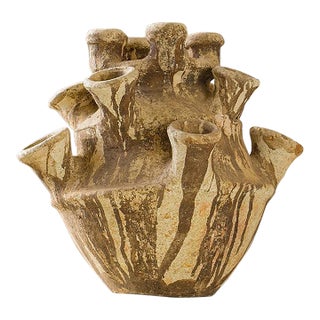 Unglazed Tamegroute Clay Sculptural Vessel – Morocco For Sale