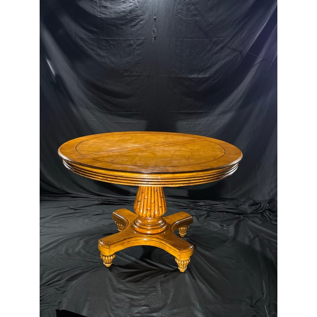 Late 20th Century Burl Wood Round Pedestal Dining Table For Sale - Image 9 of 11