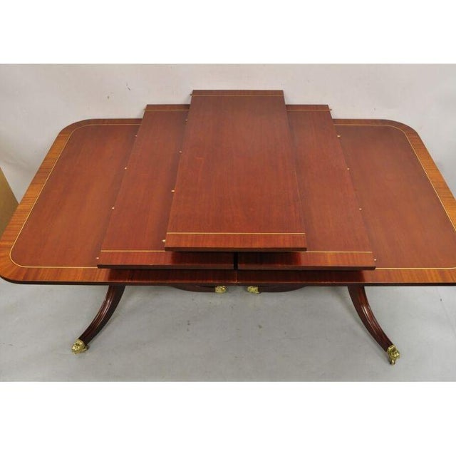 Late 20th Century Baker Williamsburg Colonial 8839 Mahogany Federal Inlay Extension Dining Table B For Sale - Image 12 of 12