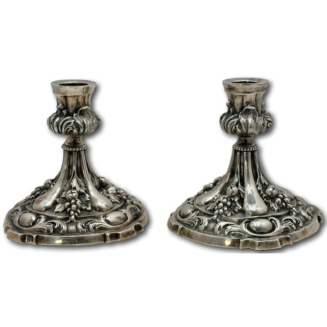 Late 19th Century Antique Fine & Beautiful Victorian Tiffany & Company Heavy Solid Cast Silverplate Candlesticks - A Pair For Sale - Image 5 of 18