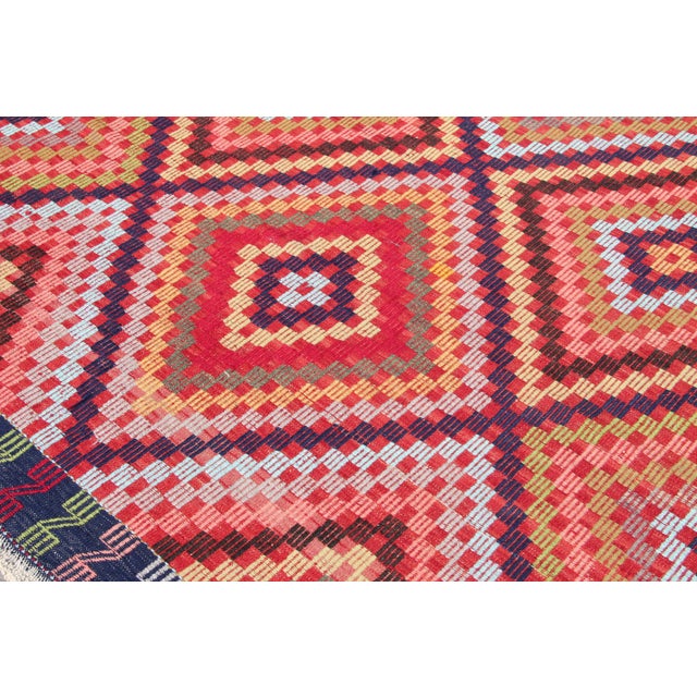 1960's Vintage Turkish Kilim Rug - 76" X 122" For Sale In Raleigh - Image 6 of 11