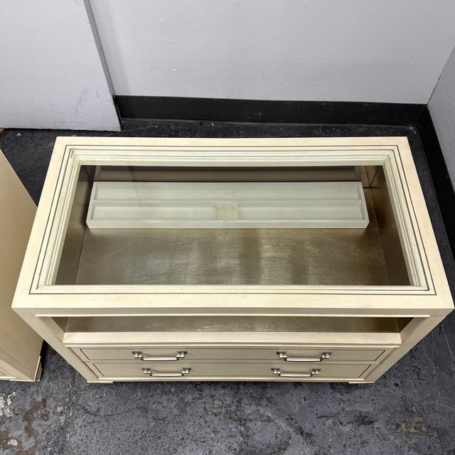 Ivory Caracole New Traditional Glass Top Nightstands, Pair For Sale - Image 8 of 12