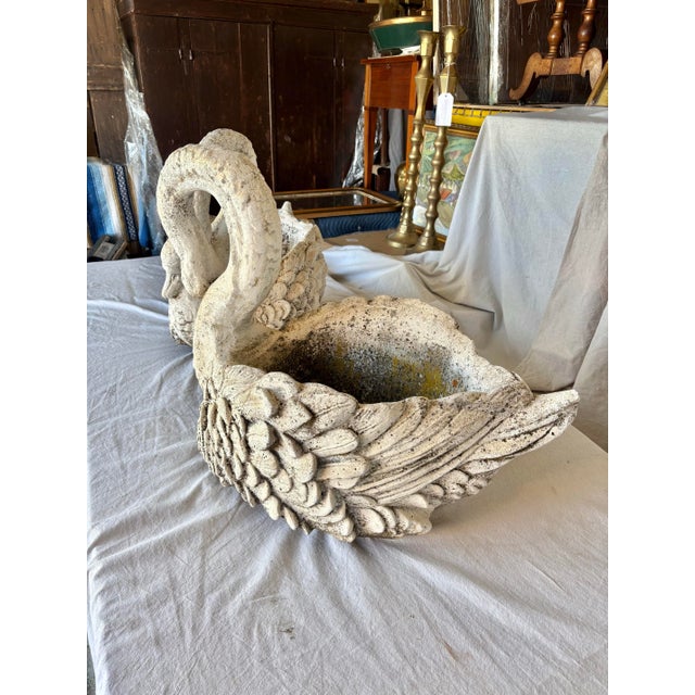 Early 20th Century Early 20th Century French Concrete Swan Planters - A Pair For Sale - Image 5 of 12